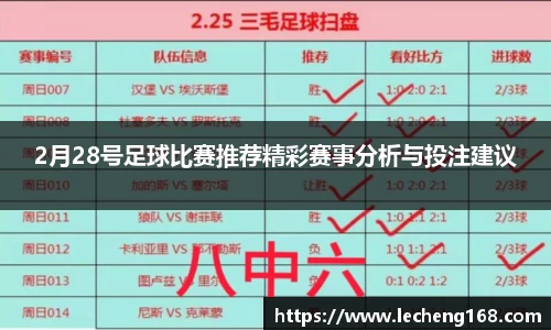2月28号足球比赛推荐精彩赛事分析与投注建议